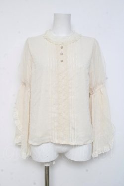 画像1: axes femme POETIQUE / フリル袖ドットドビーブラウス M 生成り Y-26-03-09-056-AX-BL-SZ-ZY