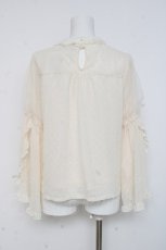 画像2: axes femme POETIQUE / フリル袖ドットドビーブラウス M 生成り Y-26-03-09-056-AX-BL-SZ-ZI (2)