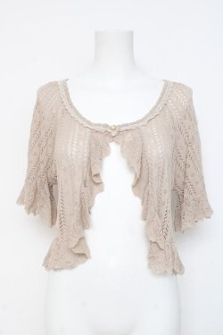 画像1: axes femme / 透かし編みフリルニットボレロ M ベージュ Y-26-03-09-064-AX-TO-SZ-ZY