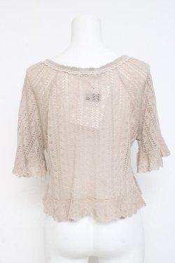画像2: axes femme / 透かし編みフリルニットボレロ M ベージュ Y-26-03-09-064-AX-TO-SZ-ZY