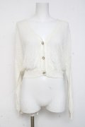 axes femme / ビジューボタン透かし編みカーディガン  白 Y-26-03-09-070-AX-TO-SZ-ZY