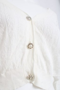 画像3: axes femme / ビジューボタン透かし編みカーディガン  白 Y-26-03-09-070-AX-TO-SZ-ZY