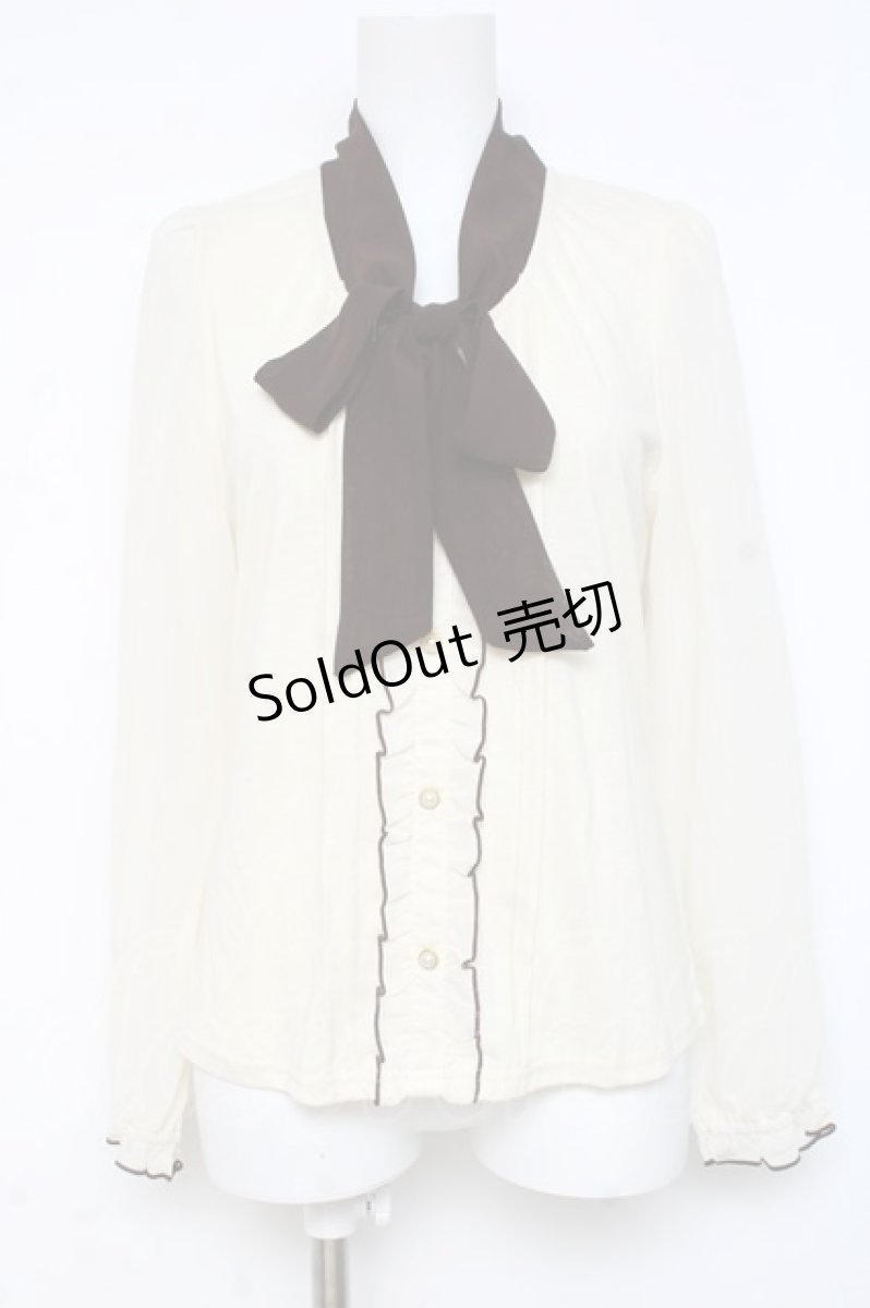 画像1: axes femme / ボータイブラウス風プルオーバー M 生成り Y-26-03-09-072-AX-TO-SZ-ZS (1)