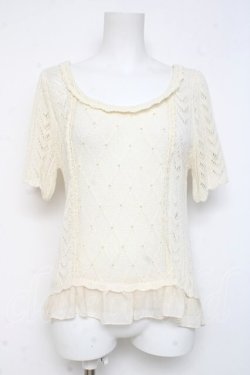 画像1: axes femme / プチバラ使い透かし編みニット M 生成り Y-26-03-09-073-AX-TO-SZ-ZY