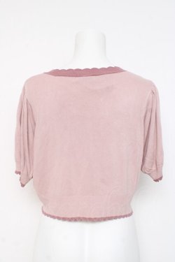 画像2: axes femme kawaii / クマ柄半袖ニットカーディガン  ピンク Y-26-03-09-076-AX-TO-SZ-ZY