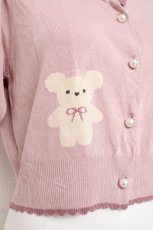 画像3: axes femme kawaii / クマ柄半袖ニットカーディガン  ピンク Y-26-03-09-076-AX-TO-SZ-ZI (3)