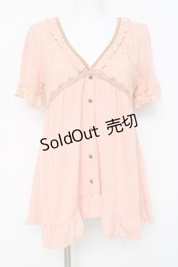 画像1: axes femme / レース切替Vネックチュニック M オレンジ Y-26-03-09-078-AX-OP-SZ-ZY