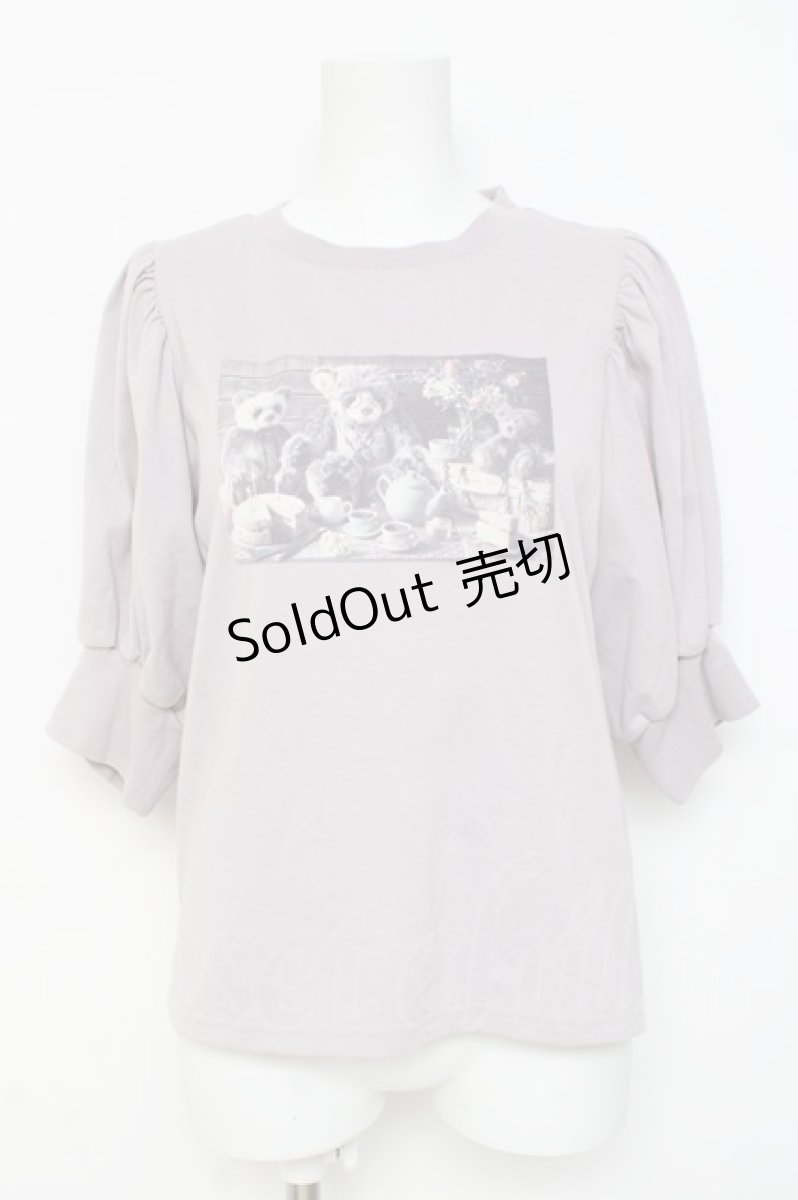 画像1: axes femme POETIQUE / おかしなお茶会パフ袖Tシャツ M ラベンダー Y-26-03-09-084-AX-TO-SZ-ZI (1)