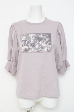 画像1: axes femme POETIQUE / おかしなお茶会パフ袖Tシャツ M ラベンダー Y-26-03-09-084-AX-TO-SZ-ZY