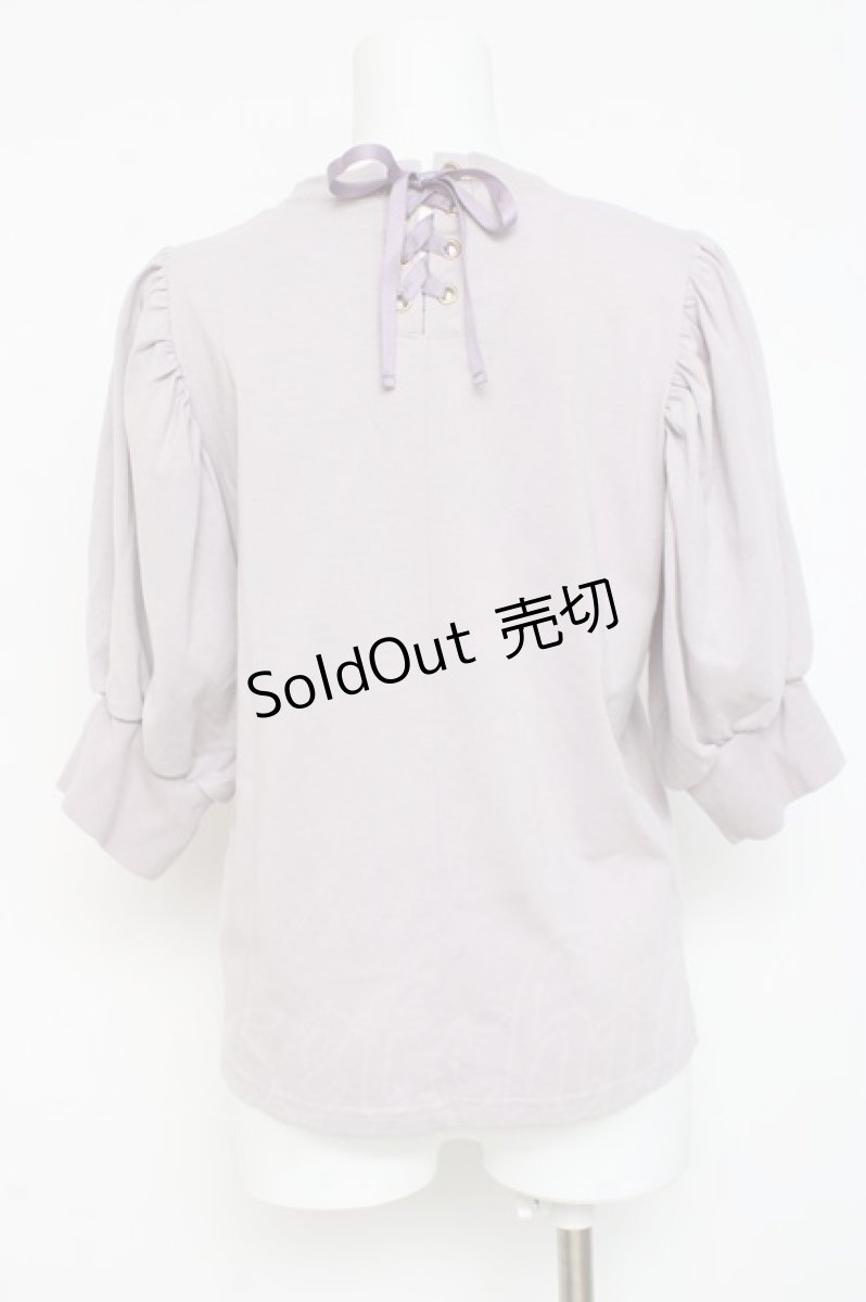 画像2: axes femme POETIQUE / おかしなお茶会パフ袖Tシャツ M ラベンダー Y-26-03-09-084-AX-TO-SZ-ZI (2)
