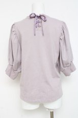 画像2: axes femme POETIQUE / おかしなお茶会パフ袖Tシャツ M ラベンダー Y-26-03-09-084-AX-TO-SZ-ZI (2)