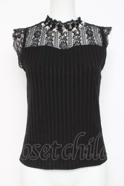 画像1: axes femme / パールデザインビスチェプルオーバー  黒 Y-26-03-09-009-AX-TO-SZ-ZY