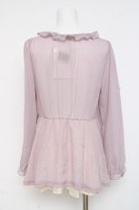 画像2: axes femme / レースアップシフォントップス M ラベンダー Y-26-03-09-088-AX-BL-SZ-ZS (2)