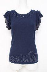 画像1: axes femme / 袖プチバラ使いトップス M 紺 Y-26-03-09-089-AX-TO-SZ-ZY (1)