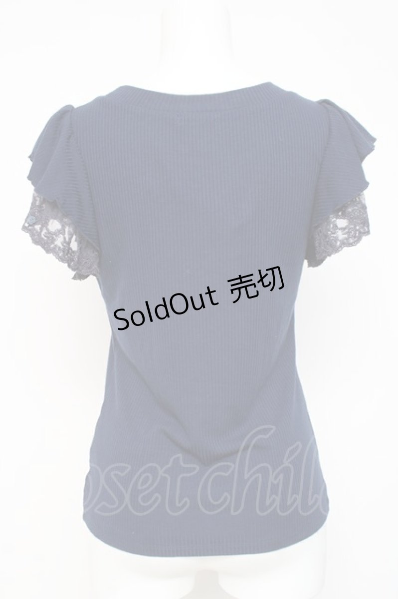 画像3: axes femme / 袖プチバラ使いトップス M 紺 Y-26-03-09-089-AX-TO-SZ-ZY (3)