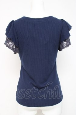 画像3: axes femme / 袖プチバラ使いトップス M 紺 Y-26-03-09-089-AX-TO-SZ-ZY