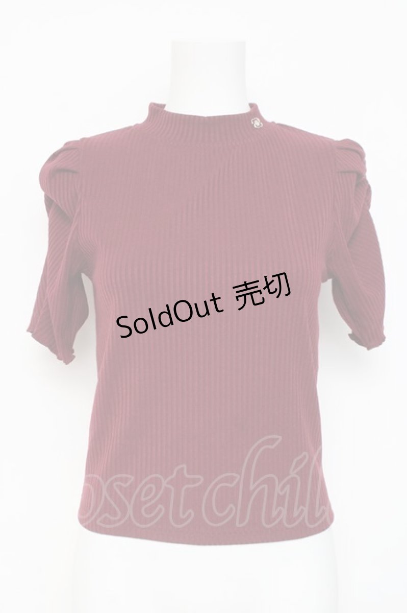 画像1: evelyn / ロゴチャームギャザートップス  ボルドー Y-26-03-09-091-LO-TO-SZ-ZY (1)