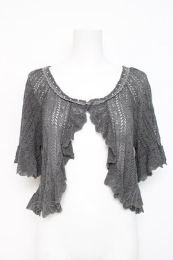 画像1: axes femme / 透かし編みフリルニットボレロ M グレー Y-26-03-09-093-AX-TO-SZ-ZY