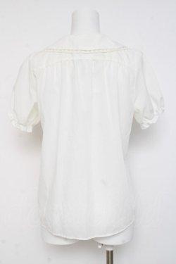 画像2: Amavel / ティーセット刺繍入り配色リボンタイ付半袖ブラウス F 白 Y-26-03-09-099-CA-BL-SZ-ZY