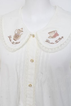 画像3: Amavel / ティーセット刺繍入り配色リボンタイ付半袖ブラウス F 白 Y-26-03-09-099-CA-BL-SZ-ZY