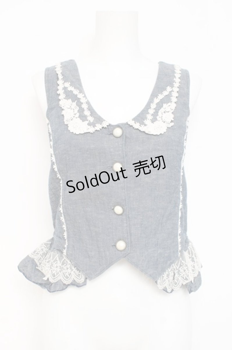 画像1: axes femme / フラワーレースベスト  ブルー Y-26-03-09-011-AX-TO-SZ-ZI (1)