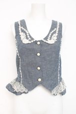 画像1: axes femme / フラワーレースベスト  ブルー Y-26-03-09-011-AX-TO-SZ-ZI (1)