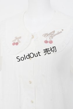 画像3: Amavel / Cherry刺繍入り配色リボンタイ付半袖ブラウス F 白 Y-26-03-09-100-CA-BL-SZ-ZY