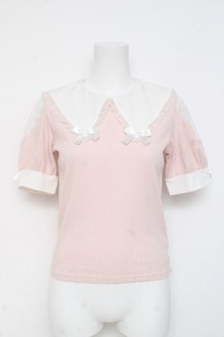 画像1: NOEMIE / リボン付きBIGカラーカットソー M ピンク Y-26-03-09-101-LO-TO-SZ-ZY