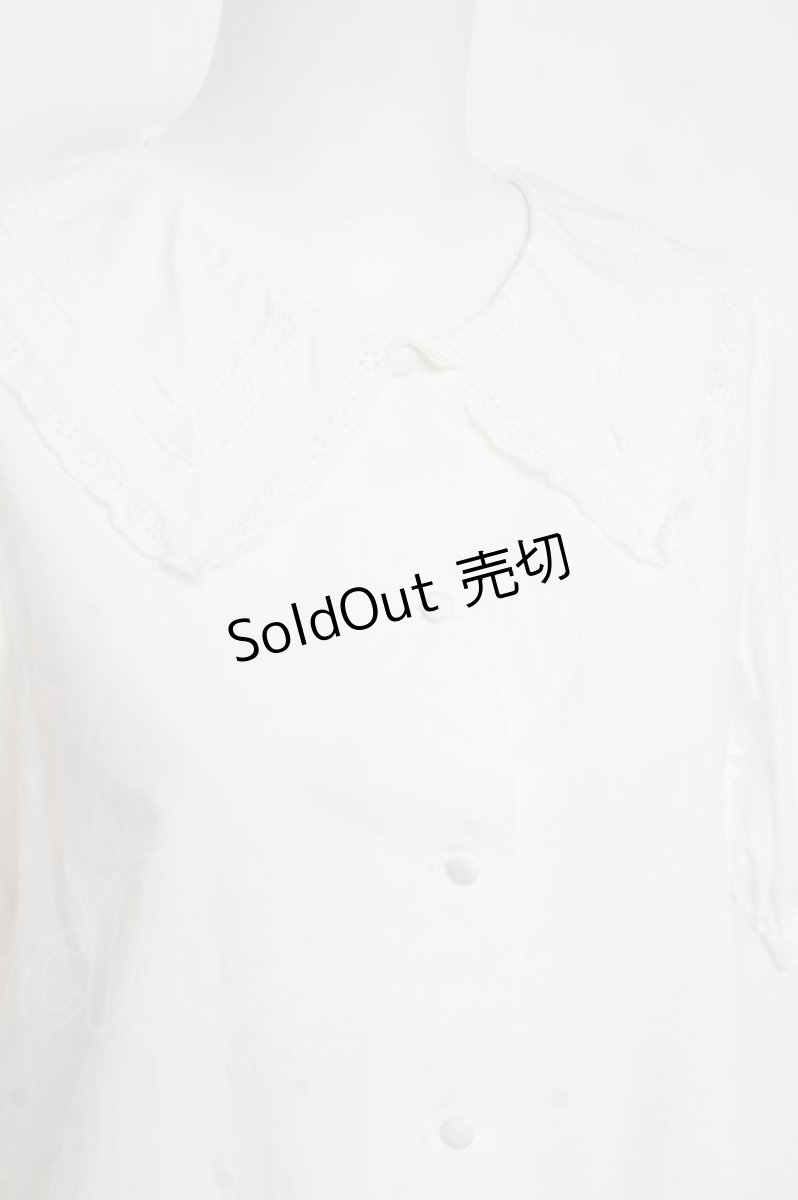 画像3: Fi.n.t  / コットンレース使いビッグカラーブラウス F ホワイト Y-26-03-09-107-LO-BL-SZ-ZY (3)