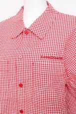 画像3: Physical Drop / サマーギンガムシリーズボーイフレンドワークシャツ  赤 Y-26-03-09-113-LO-BL-SZ-ZY (3)