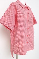 画像4: Physical Drop / サマーギンガムシリーズボーイフレンドワークシャツ  赤 Y-26-03-09-113-LO-BL-SZ-ZY (4)