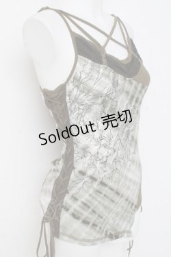 画像3: Ozz Croce / プリント入りサイド編み上げキャミ  カーキ Y-26-03-09-116-OO-TO-SZ-ZY