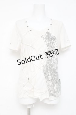 画像1: Ozz Croce / フロント編み上げpt入り半袖トップス  白 Y-26-03-09-119-OO-TO-SZ-ZY