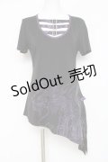 Qutie Frash / 龍pt3連ベルトアシメトップス  黒×紫 Y-26-03-09-121-QU-TO-SZ-ZY