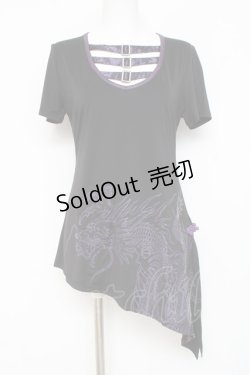 画像1: Qutie Frash / 龍pt3連ベルトアシメトップス  黒×紫 Y-26-03-09-121-QU-TO-SZ-ZY
