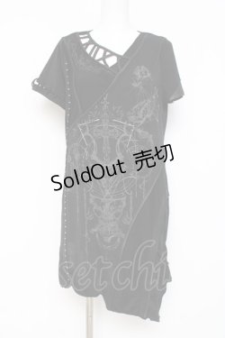 画像1: Ozz Croce / フックデザインpt入りチュニック  黒 Y-26-03-09-122-OO-OP-SZ-ZY