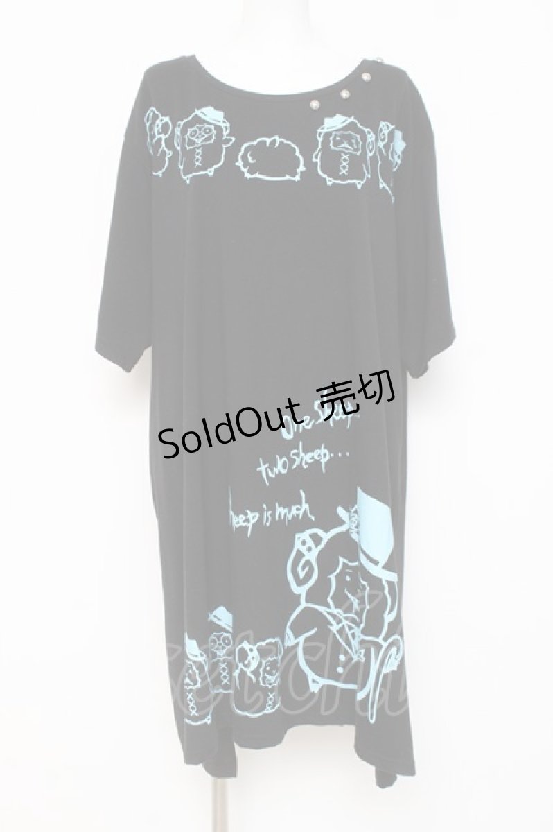 画像1: SEX POT ReVeNGe / ひつじプリントカットワンピース F 黒 Y-26-03-09-127-SP-OP-SZ-ZY (1)