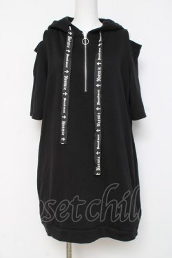 画像1: NOEMIE / 病みうさ耳付きオープンショルダーパーカー M 黒 Y-26-03-09-134-LO-OP-SZ-ZY