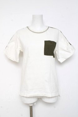 画像1: ALGONQUINS / モザイクシルエットpt半袖カットソー  白 Y-26-03-09-138-AL-TO-SZ-ZY