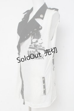 画像2: SEX POT ReVeNGe / ライダース風ノースリーブパーカー  白×黒 Y-26-03-09-141-SP-TO-SZ-ZY