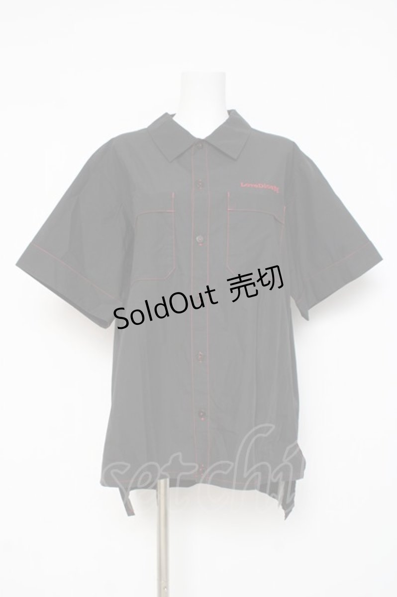 画像1: Physical Drop / ボーイフレンドワークシャツ　  黒×赤 Y-26-03-09-144-LO-BL-SZ-ZY (1)