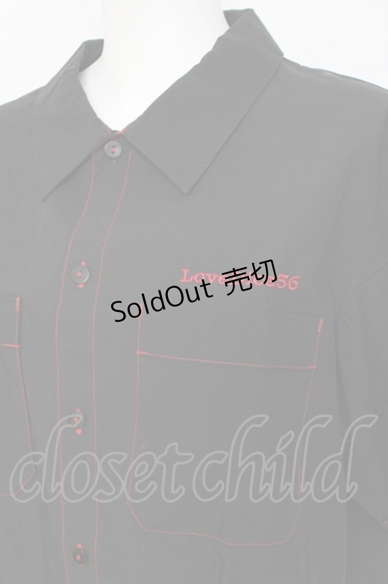 画像3: Physical Drop / ボーイフレンドワークシャツ　  黒×赤 Y-26-03-09-144-LO-BL-SZ-ZY (3)