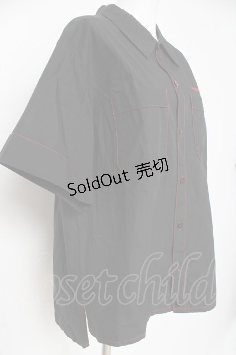 画像4: Physical Drop / ボーイフレンドワークシャツ　  黒×赤 Y-26-03-09-144-LO-BL-SZ-ZY (4)