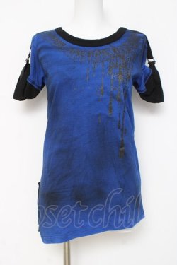 画像1: ALGONQUINS / ラメptカットソー F 青×黒 Y-26-03-09-148-AL-TO-SZ-ZY