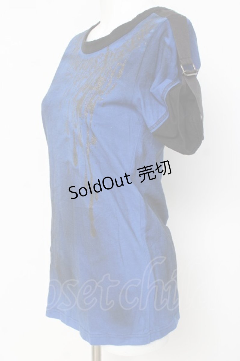 画像2: ALGONQUINS / ラメptカットソー F 青×黒 Y-26-03-09-148-AL-TO-SZ-ZY (2)