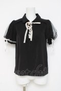 axes femme POETIQUE / 【多屋来夢コラボ】ベロアレースアップブラウス M 黒 Y-26-03-09-017-AX-BL-SZ-ZY