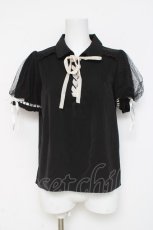 画像1: axes femme POETIQUE / 【多屋来夢コラボ】ベロアレースアップブラウス M 黒 Y-26-03-09-017-AX-BL-SZ-ZY (1)