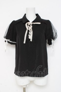 画像1: axes femme POETIQUE / 【多屋来夢コラボ】ベロアレースアップブラウス M 黒 Y-26-03-09-017-AX-BL-SZ-ZY