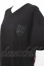 画像2: NieR Clothing / ROSE FACE GLITTER DESING CUTSEW F 黒×ピンク Y-26-03-09-156-PU-TS-SZ-ZY (2)