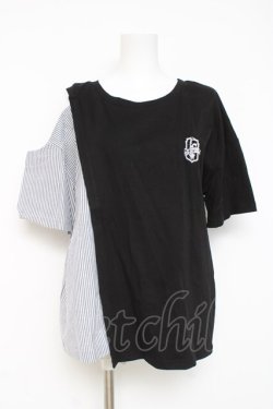 画像1: NieR Clothing / 変則ブロッキングTシャツ F 黒 Y-26-03-09-157-PU-TO-SZ-ZY
